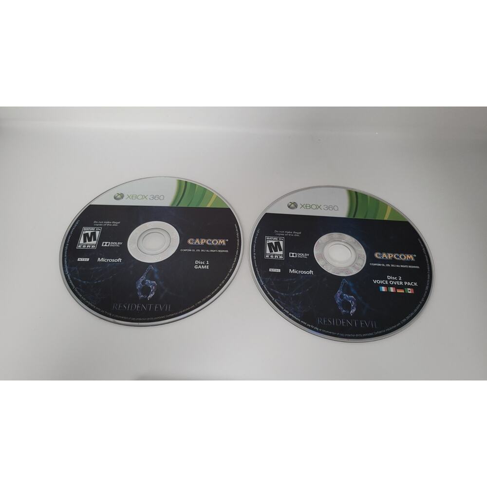 Resident Evil 6 Xbox 360 2 Disc Set Game + Voice Pack Disc Only Capcom